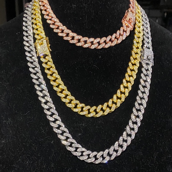 Multi-Color Chain Necklace Set rare rose yellow and white silver 18” 22” 26”